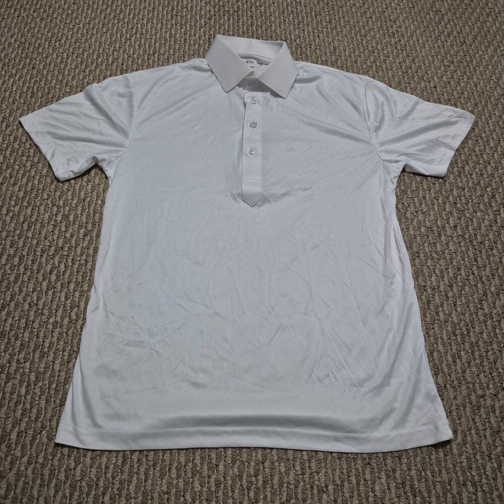 Collars & Co Men Size L Dress Collar Polo White Short Sleeve NWOT